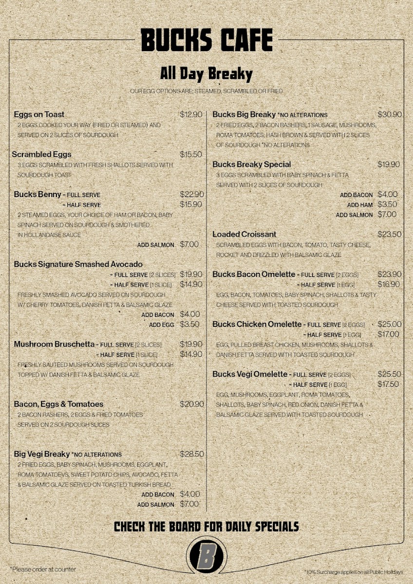 Buck's Cafe Menu 3