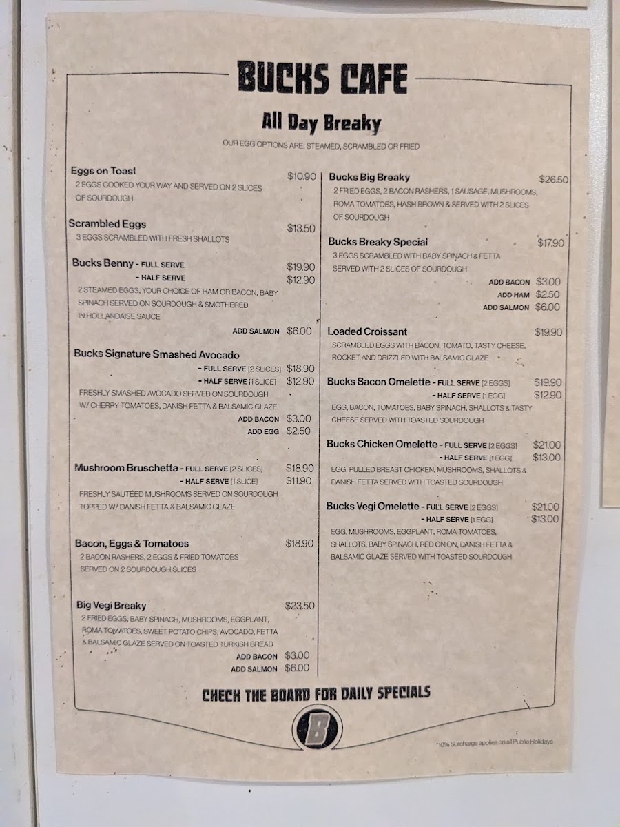 Buck's Cafe Menu 4