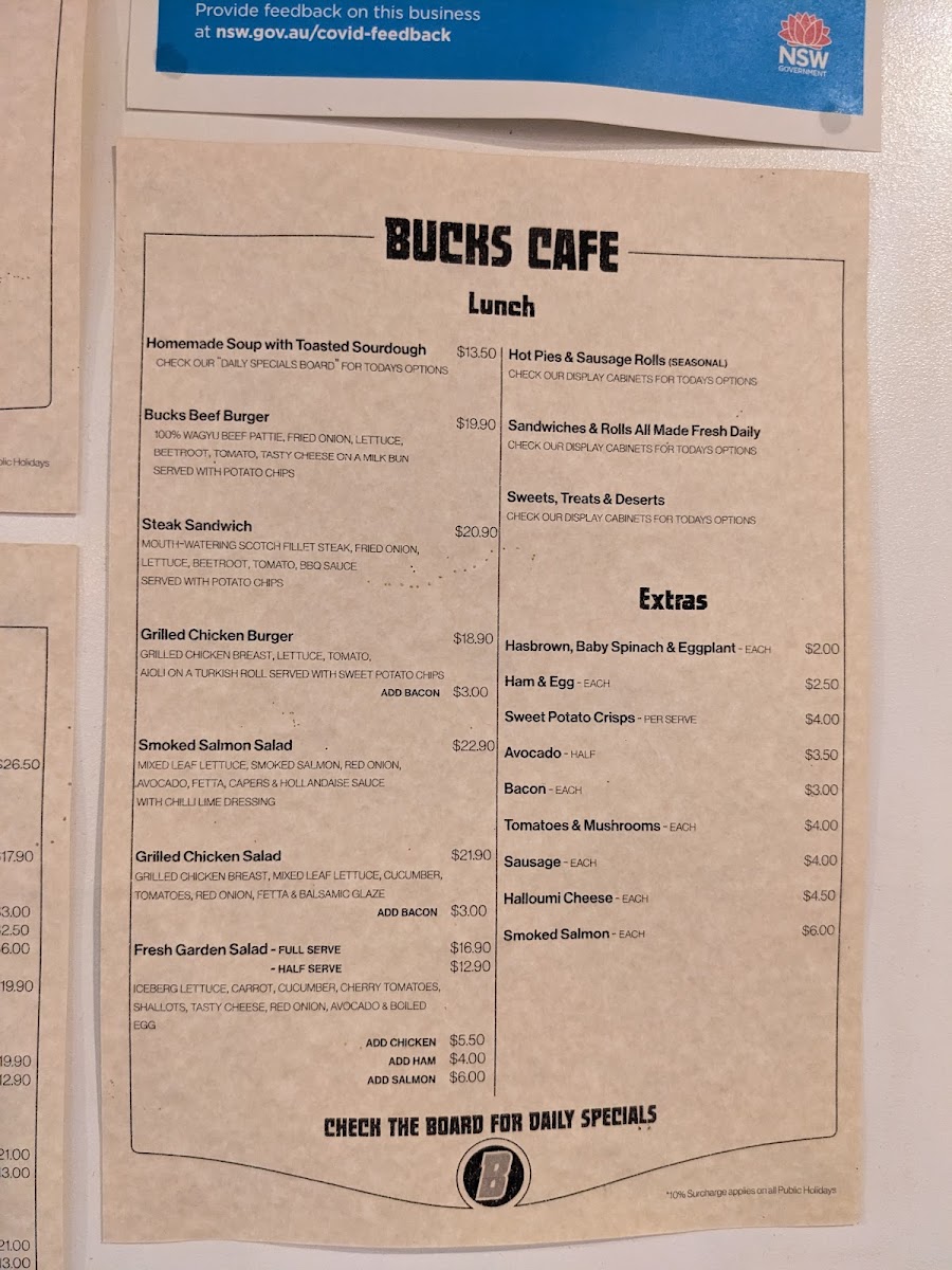 Buck's Cafe Menu 5