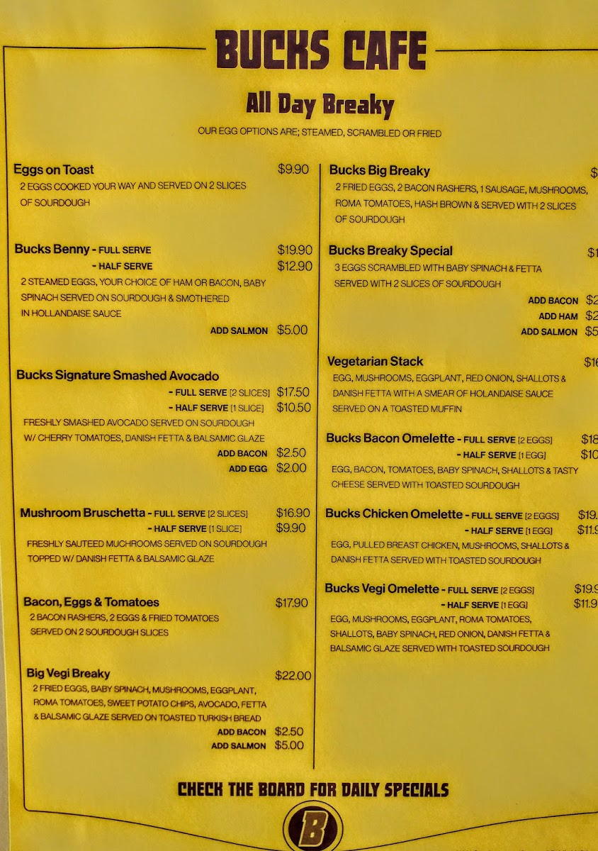 Buck's Cafe Menu 7