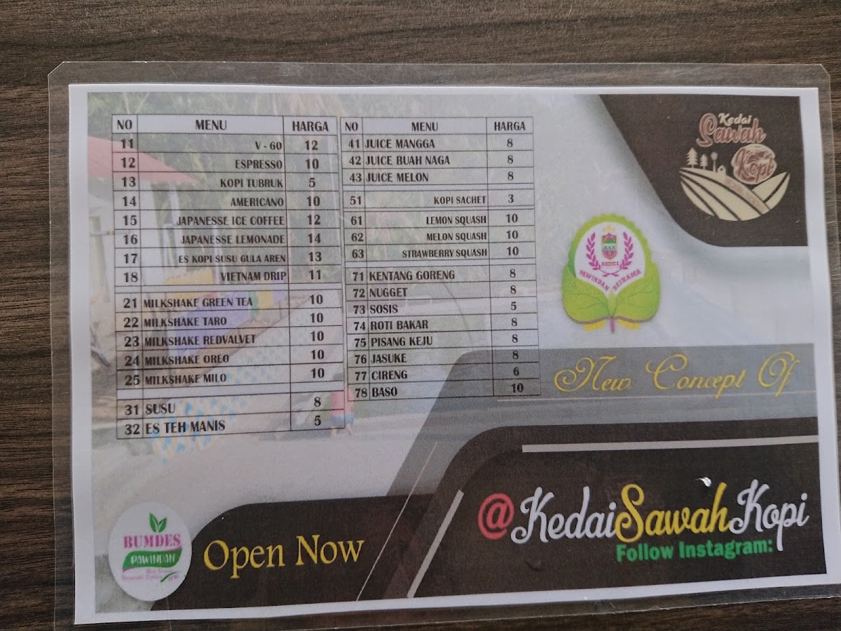 Pojok Kopi Ciamis Menu 1
