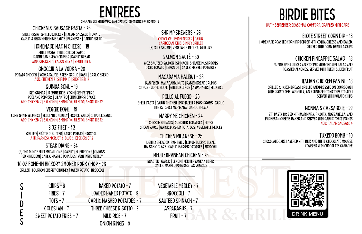 The Nest Bar & Grill Menu 3