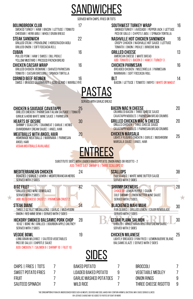 The Nest Bar & Grill Menu 4