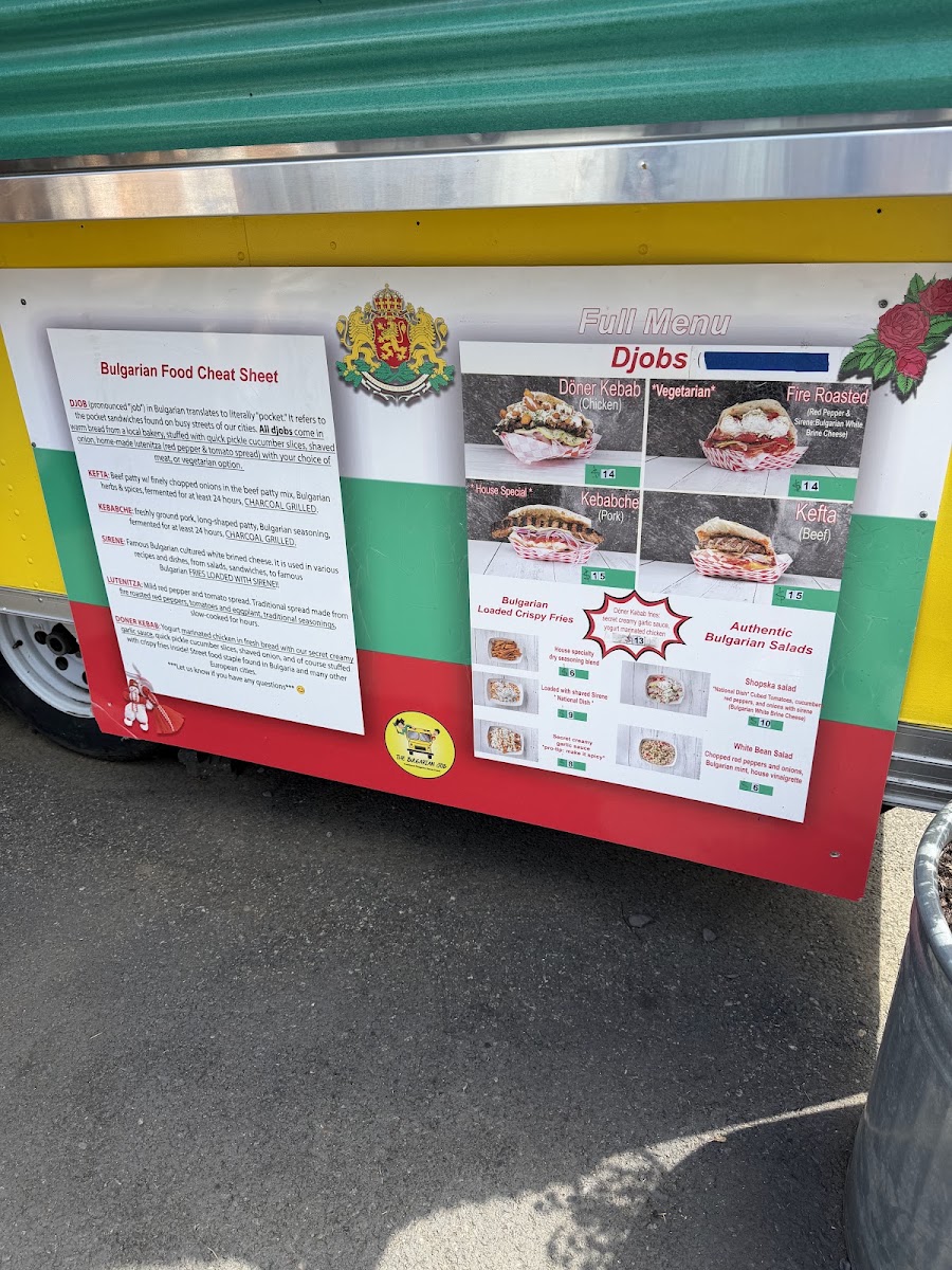 THE BULGARIAN JOB Menu 1