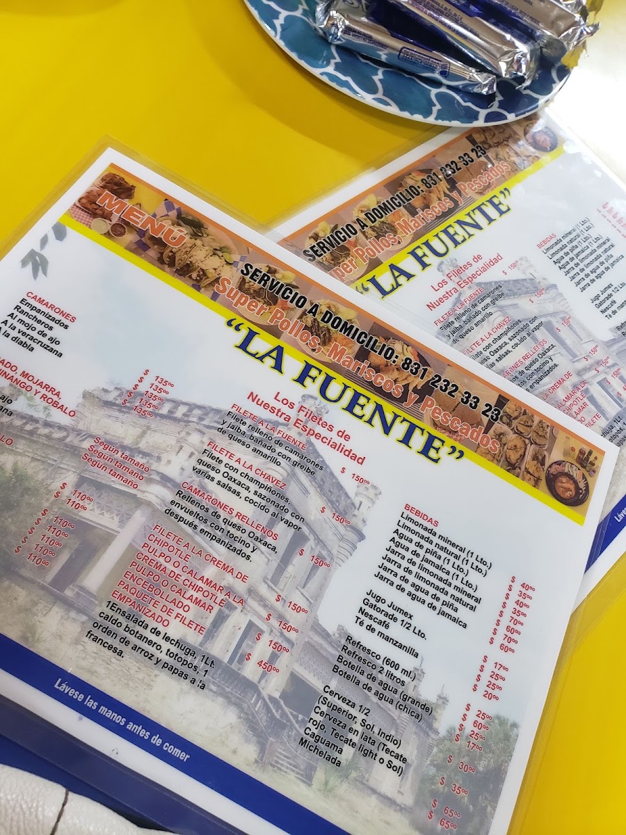 Pollos La Fuente Menu 1