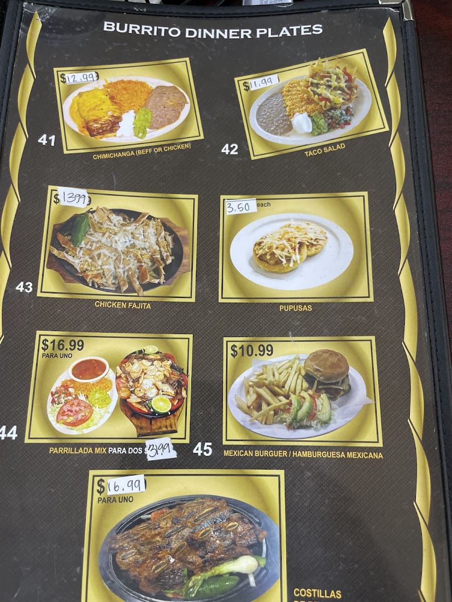 Taqueria and restaurant Menu 1