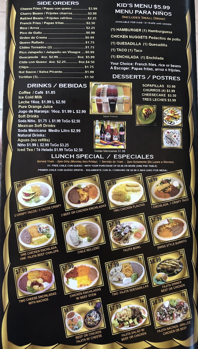 Taqueria and restaurant Menu 4