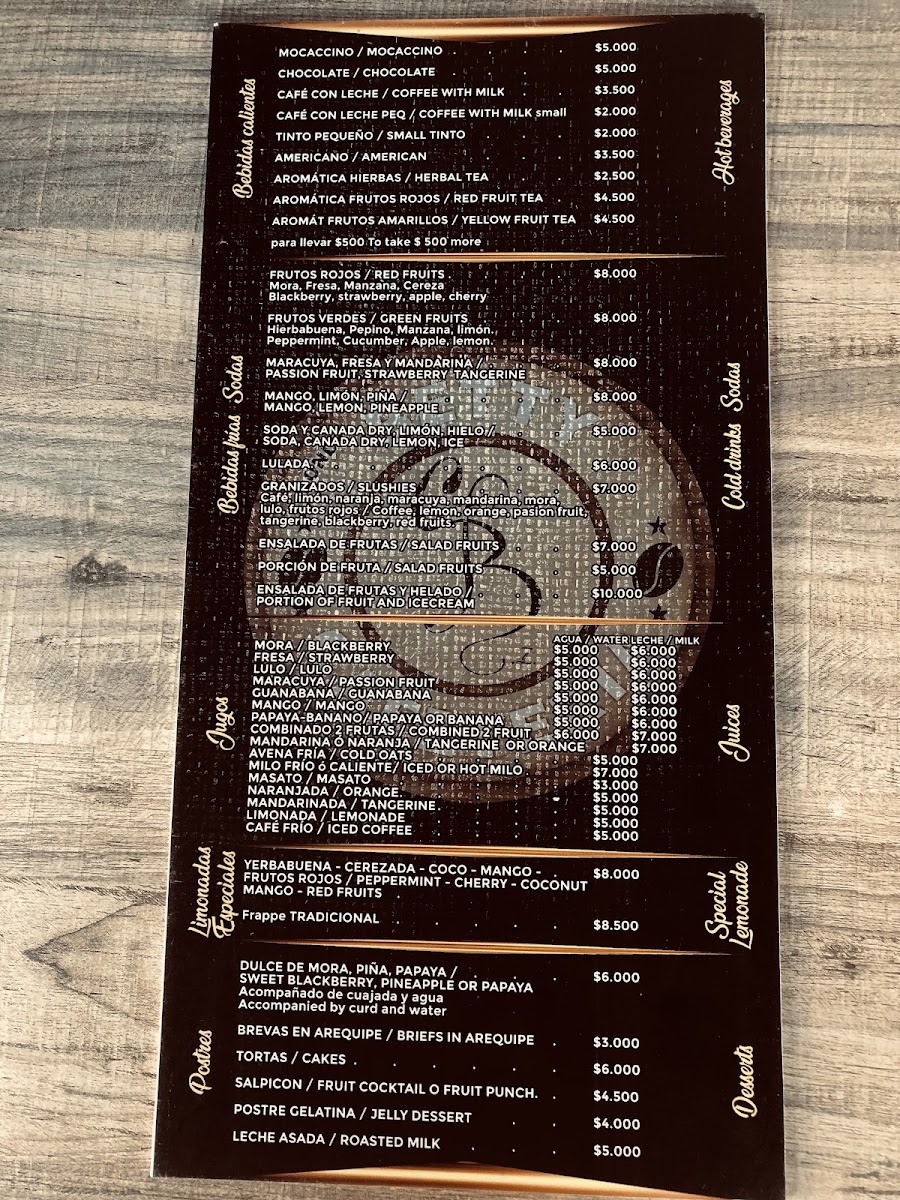 Cafetería Betty Menu 1