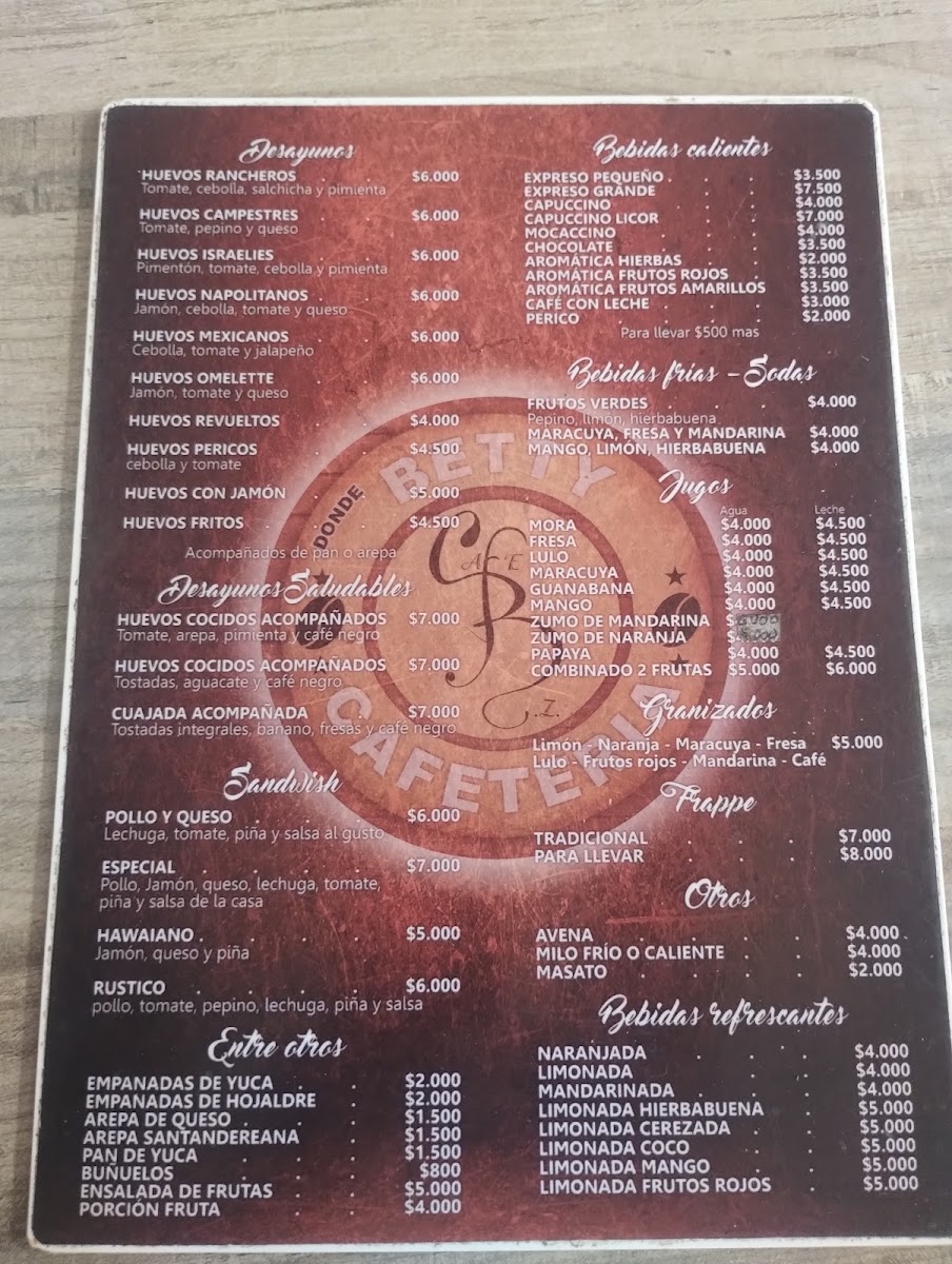 Cafetería Betty Menu 10