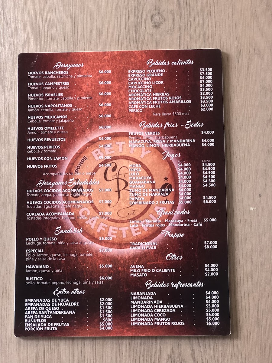 Cafetería Betty Menu 3