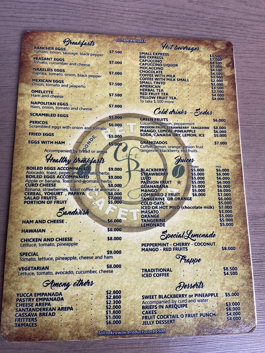Cafetería Betty Menu 4