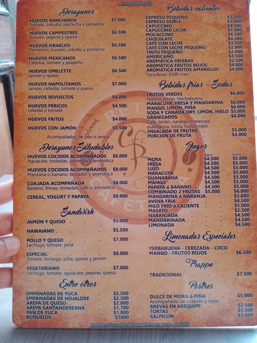 Cafetería Betty Menu 5