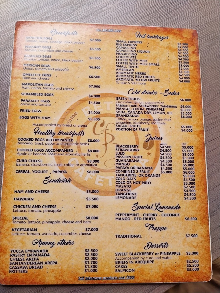 Cafetería Betty Menu 7