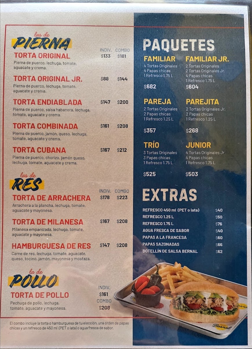 Tortas Bernal Diego Díaz Menu 1