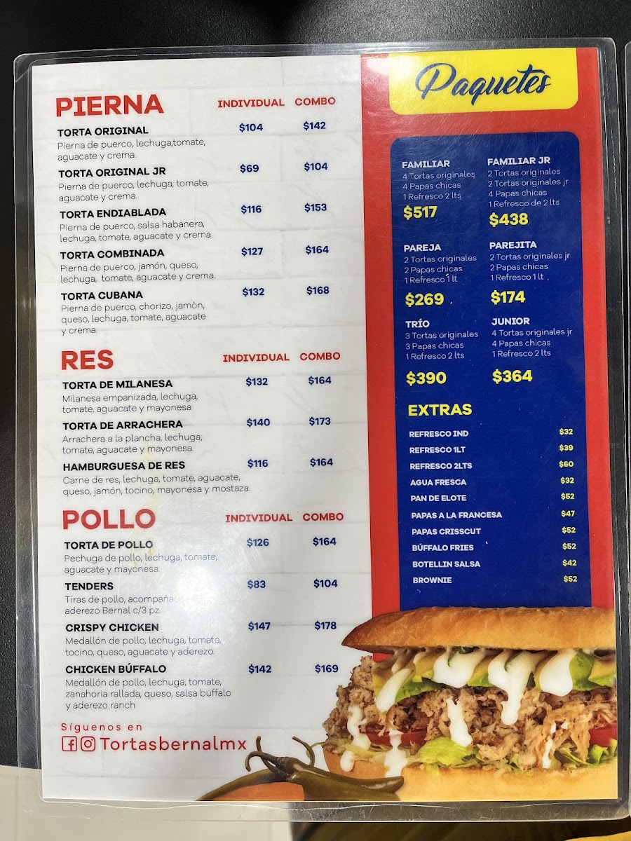 Tortas Bernal Diego Díaz Menu 2