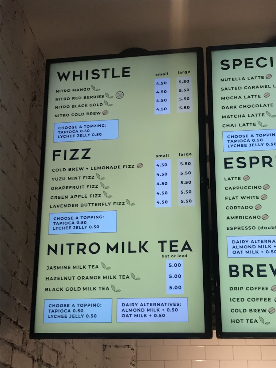 Whistle & Fizz Menu 10