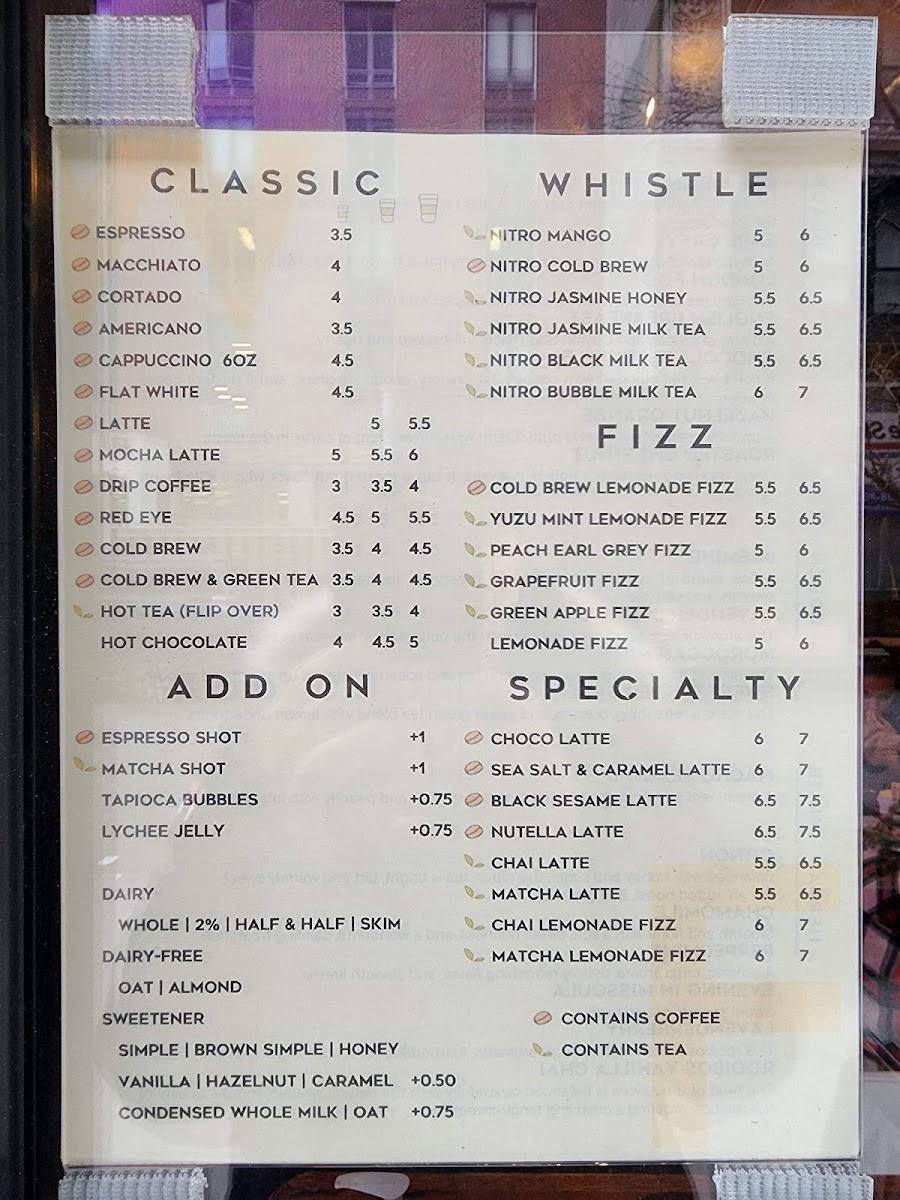 Whistle & Fizz Menu 2