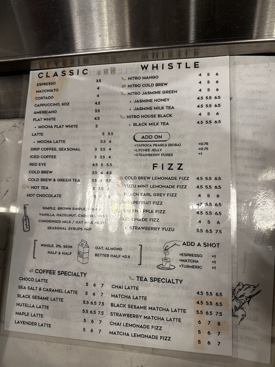 Whistle & Fizz Menu 3