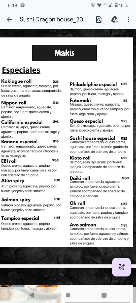 Sushi House Menu 1