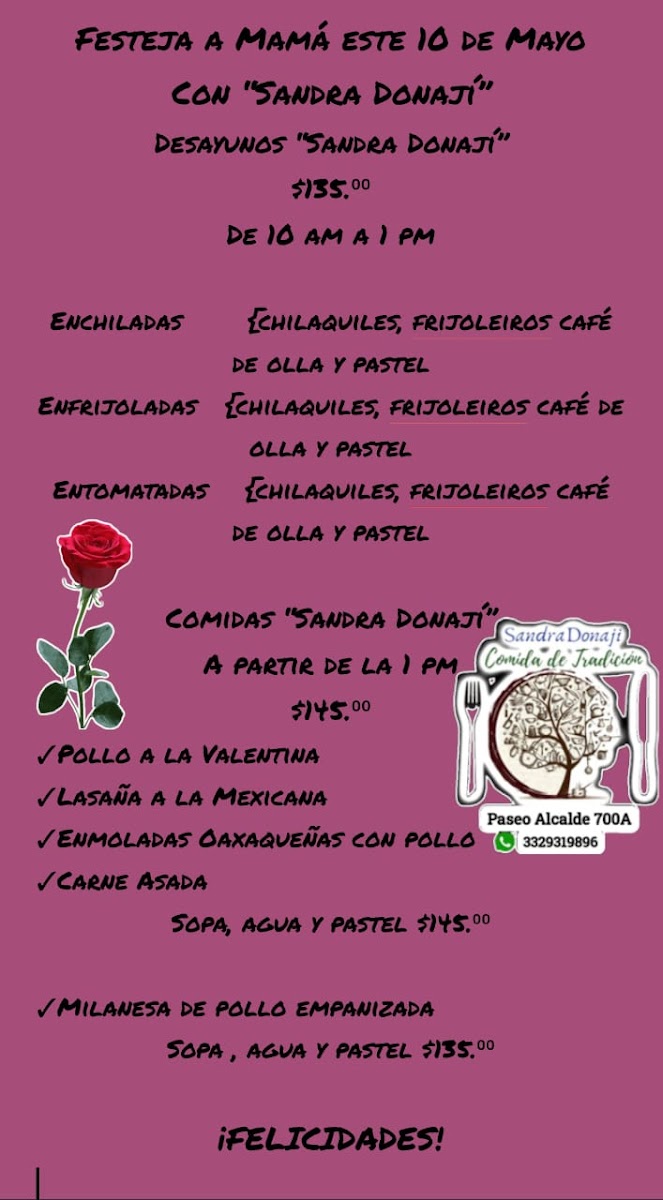'Casa Sandra Donají' Comida de Tradición (Sandra Donají) Menu 1