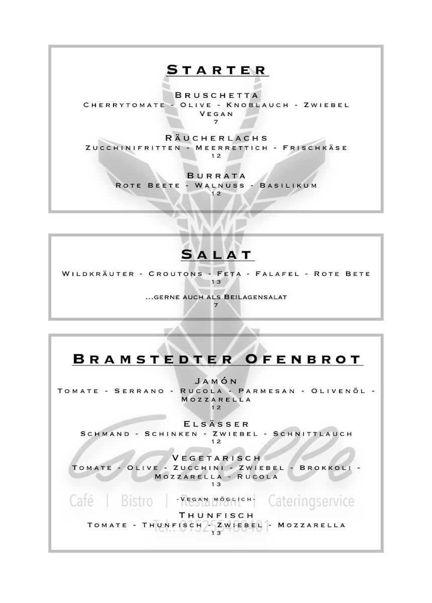 Gazelle Menu 1