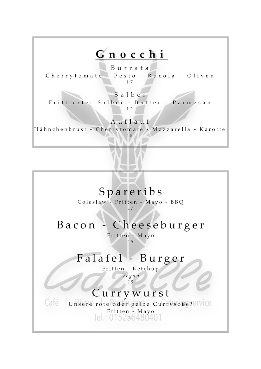 Gazelle Menu 2
