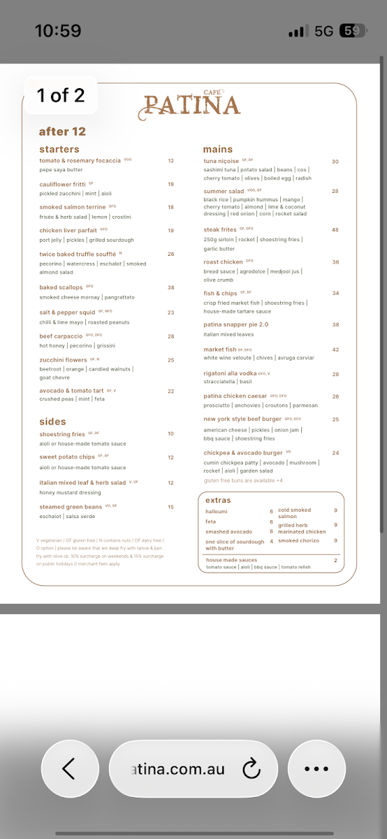 Cafe Patina Menu 5