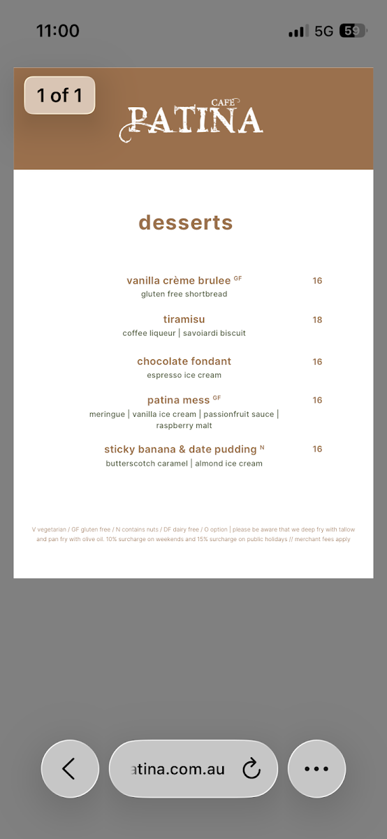Cafe Patina Menu 7