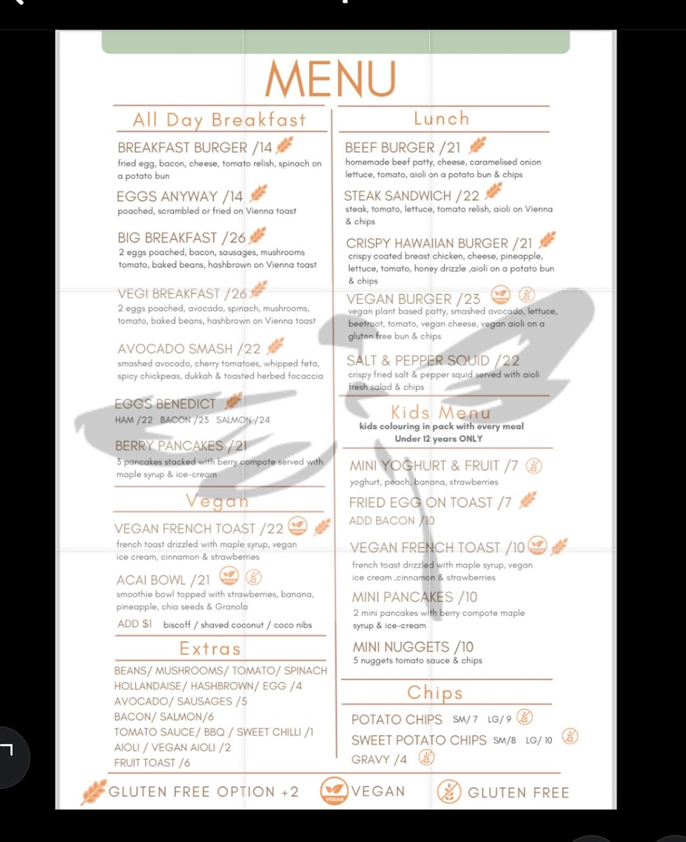 Ellie's Cafe Menu 1