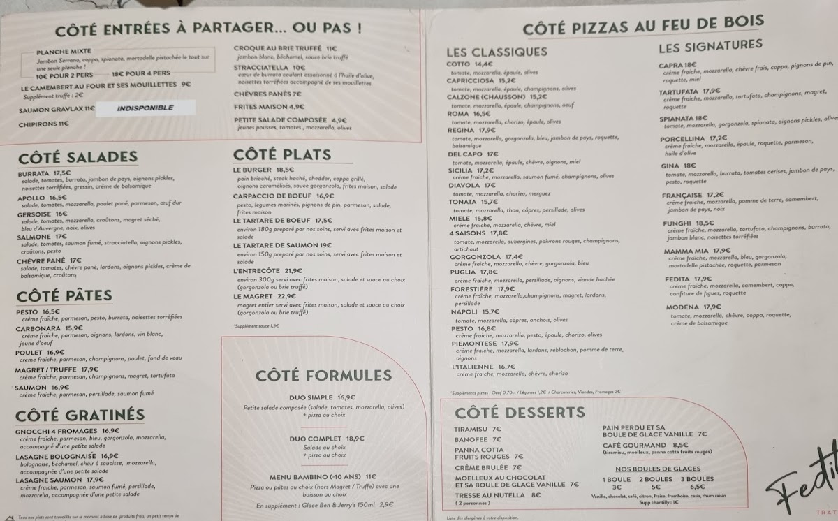 L'italienne Menu 1