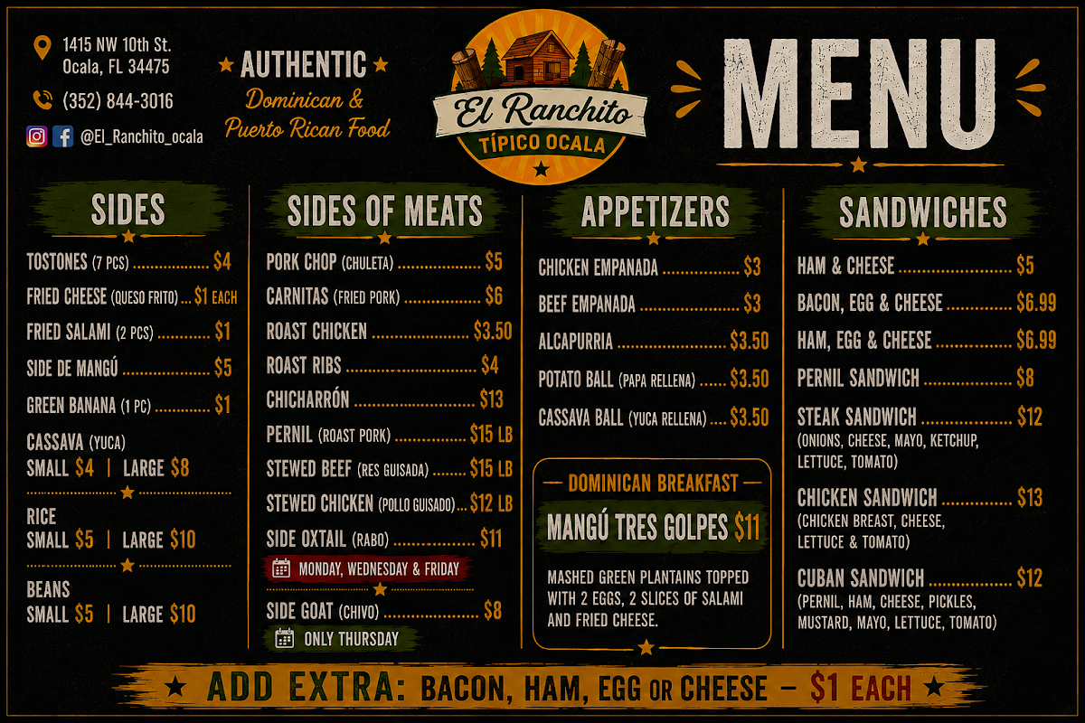 El ranchito food market Ocala Menu 1