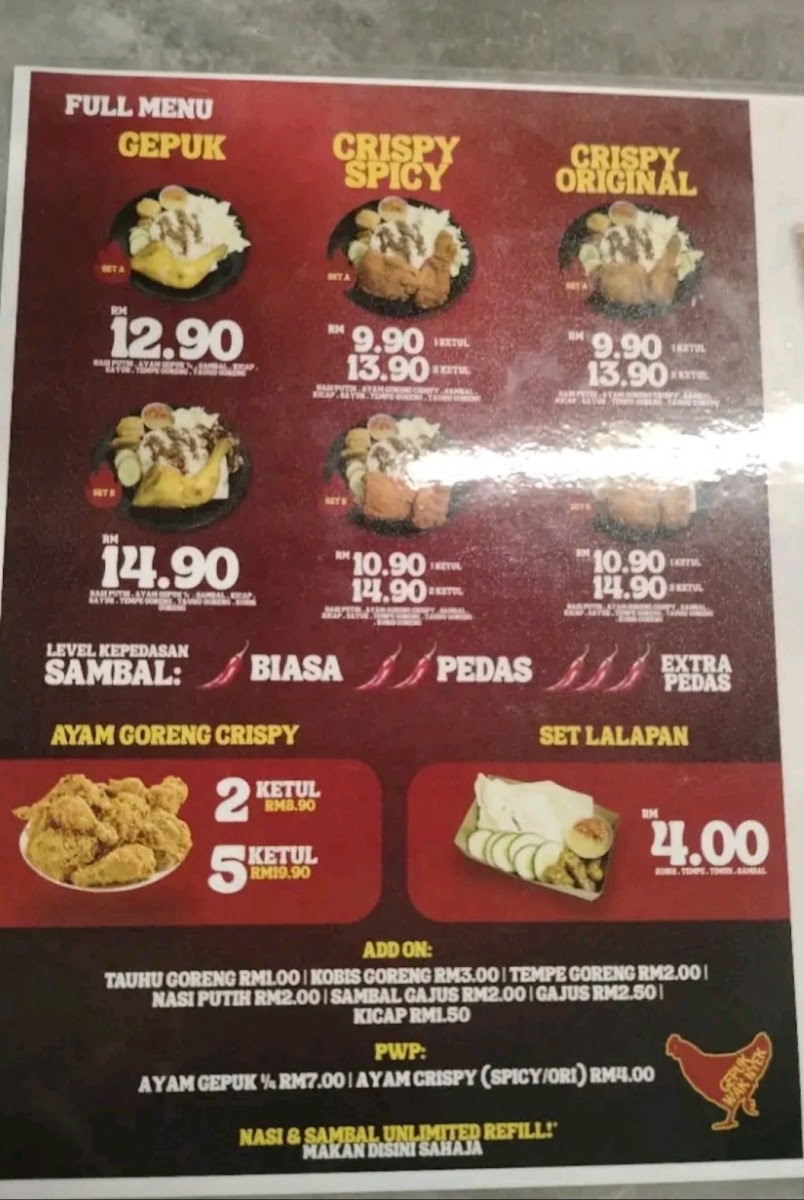 Kopi Dua Ayam Gepuk Wak Nyek (Tapah) Menu 2