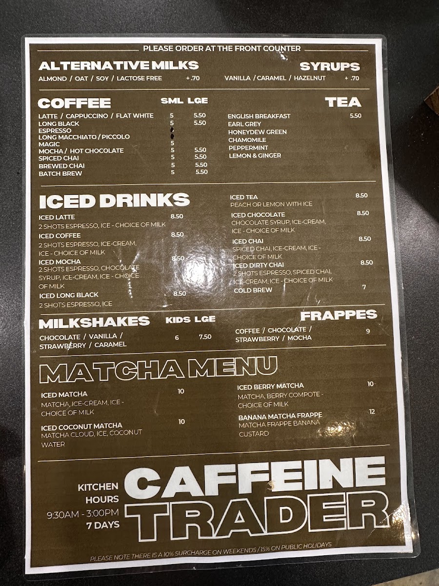 Caffeine Trader Menu 2