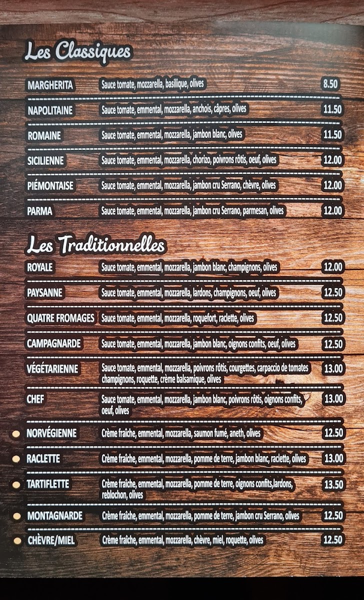 Au Four à Bois Menu 2