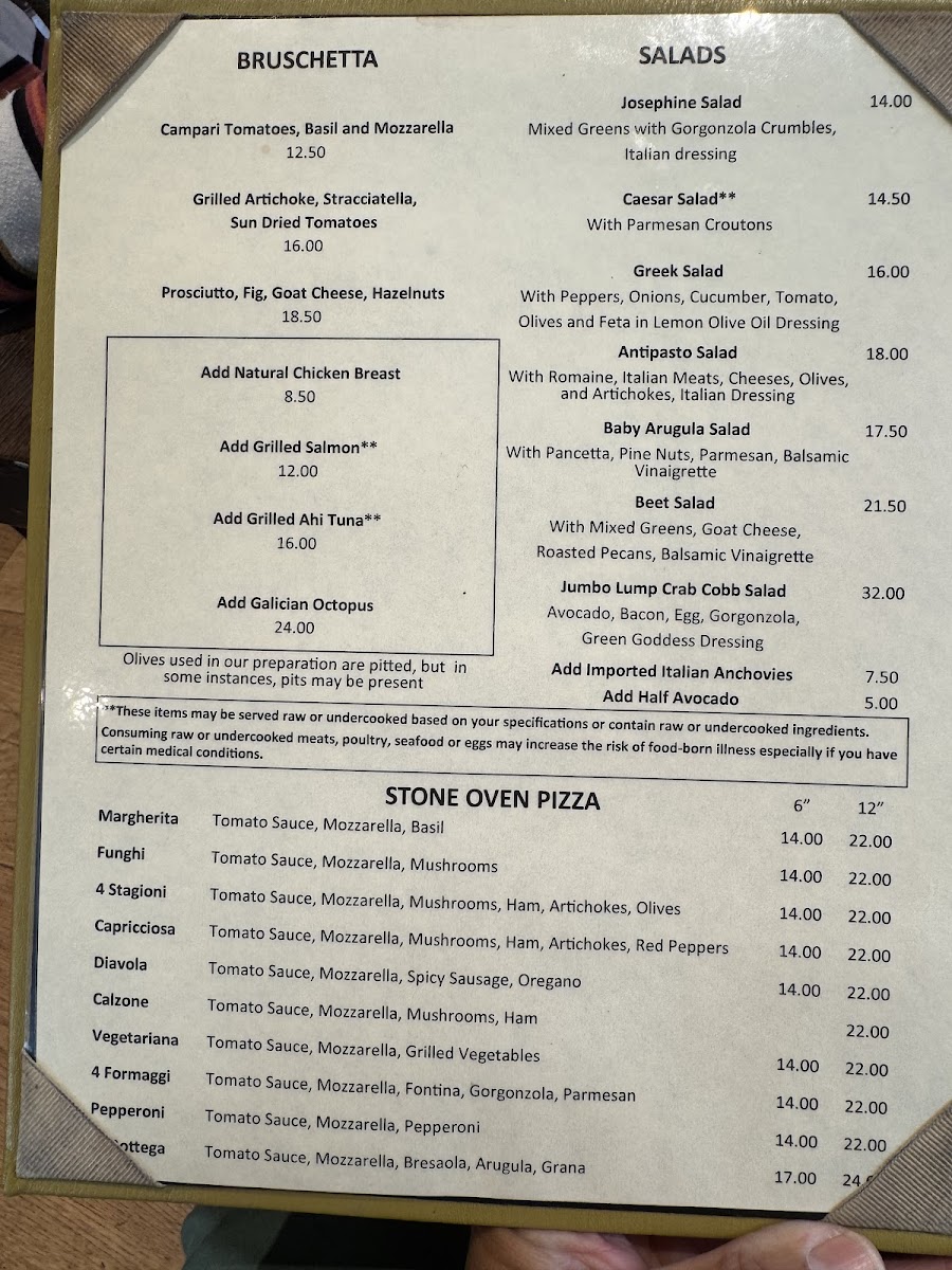 La Bottega Menu 1