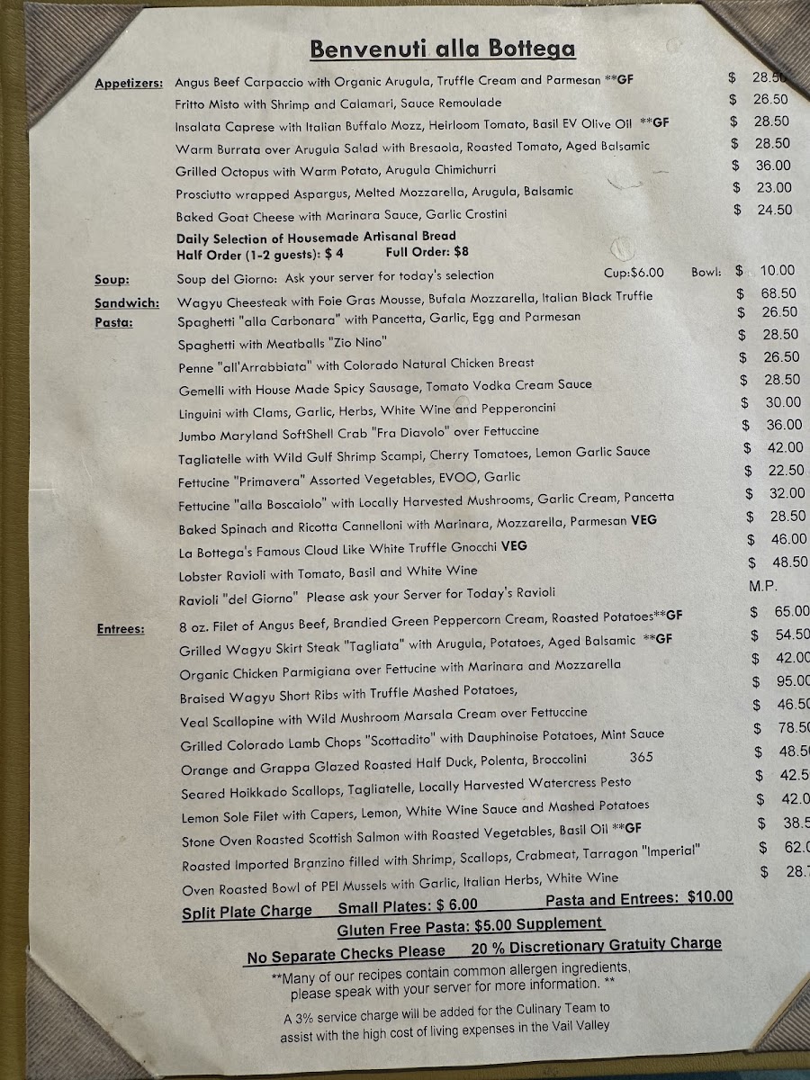 La Bottega Menu 5