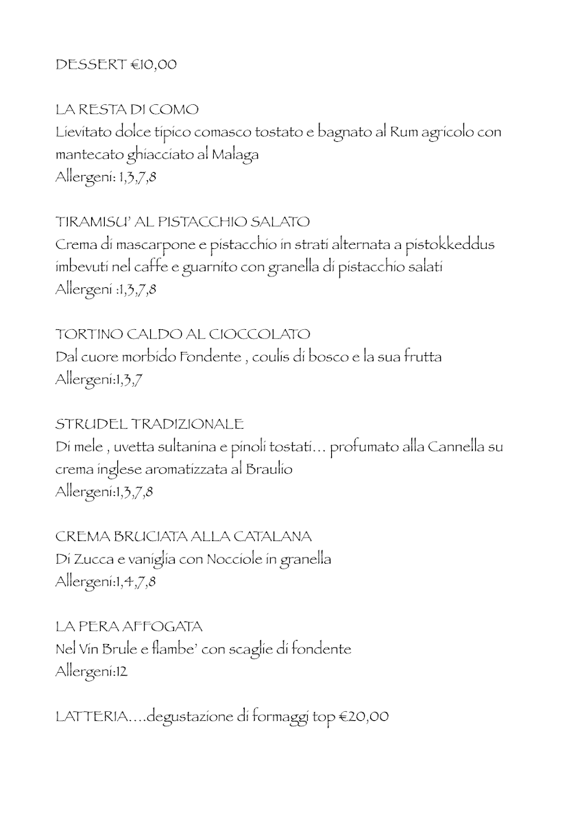 Latteria San Fedele - Ristorante Centro Como Menu 4