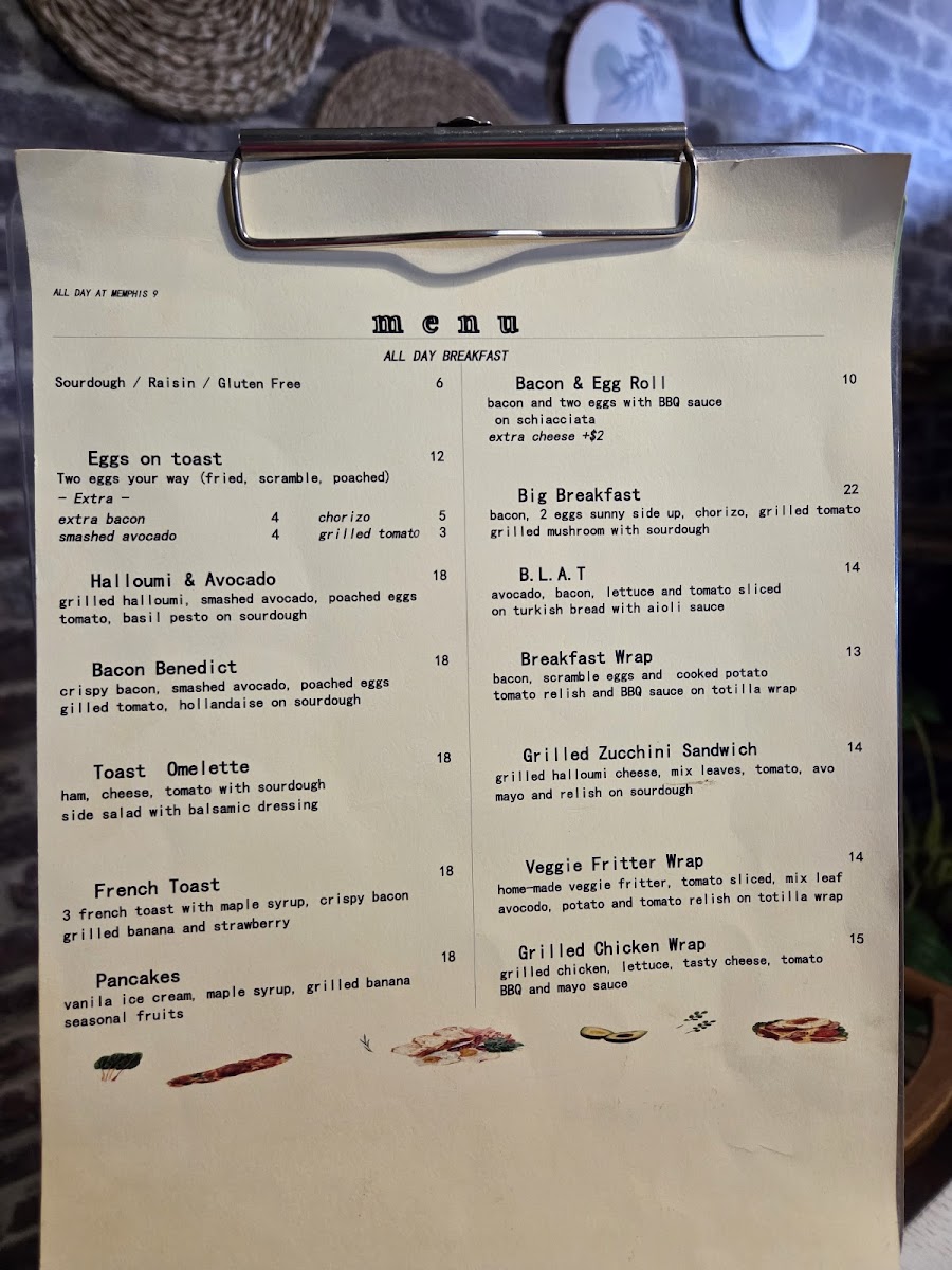Memphis9 Cafe Menu 1