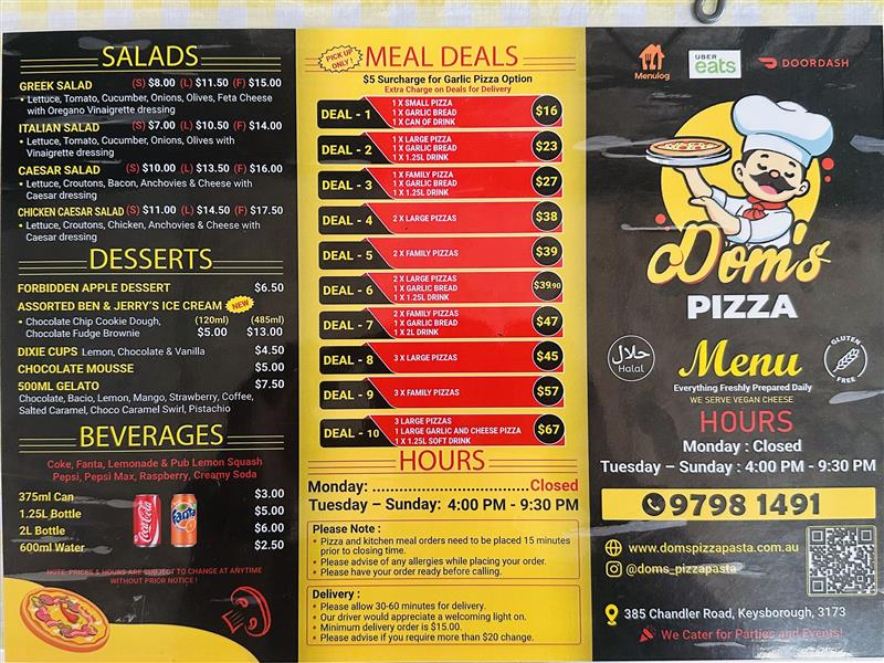 Galata Pizza Menu 1