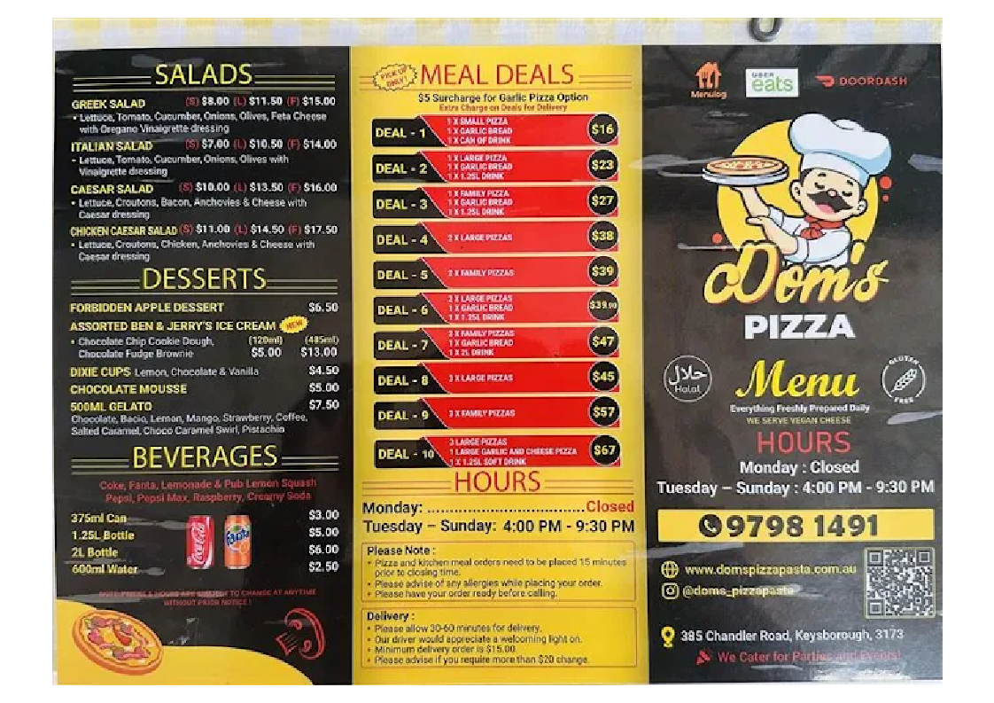 Galata Pizza Menu 3