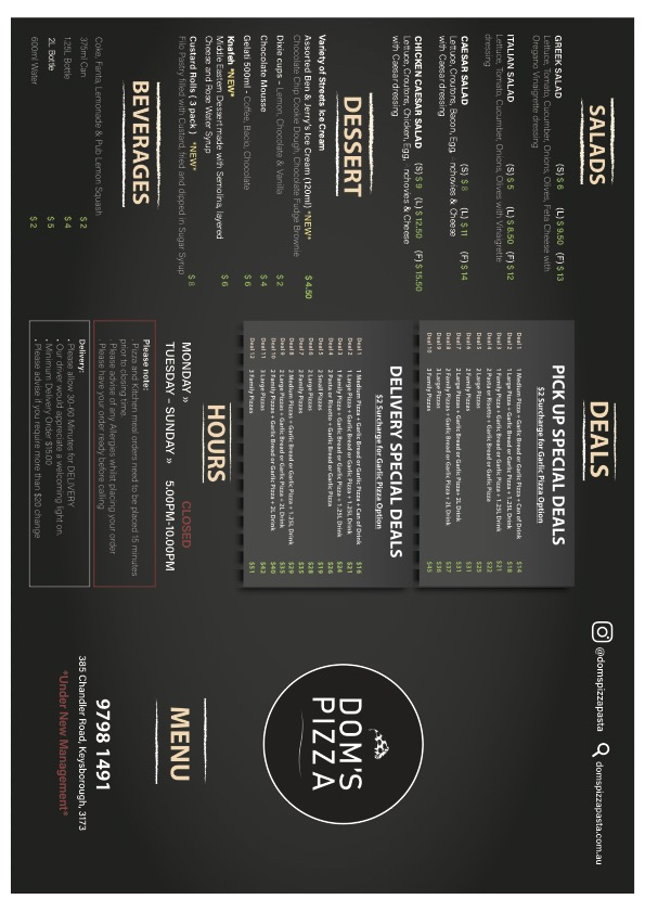 Galata Pizza Menu 7