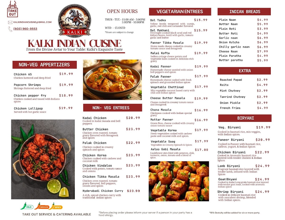 Kalki Indian Cuisine Menu 2