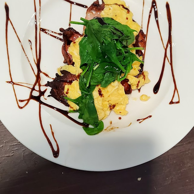 Bacon Omelette with Wilted Spinach