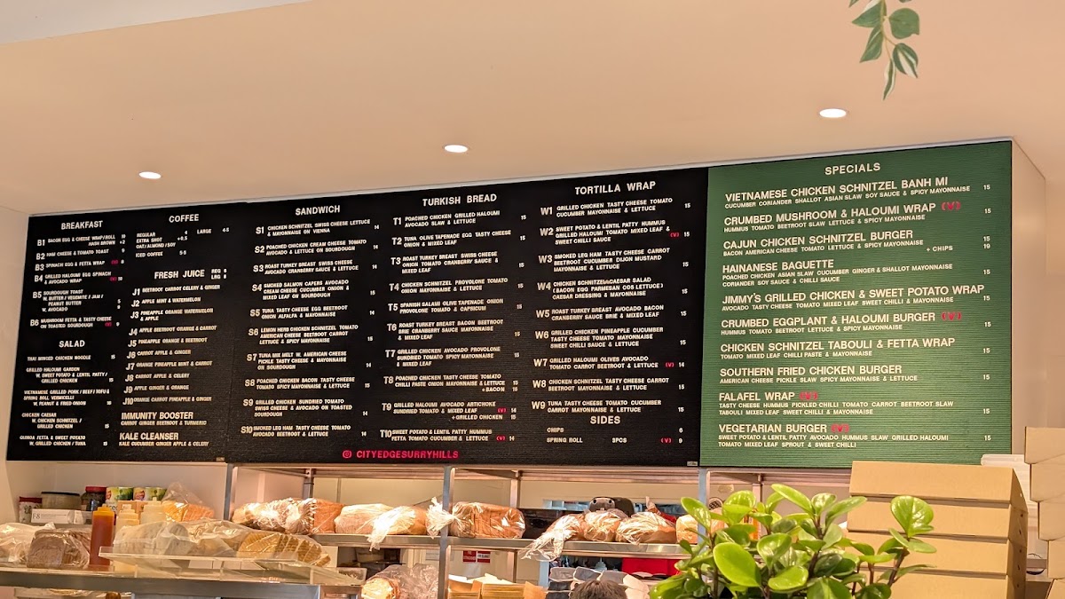 City Edge Cafe Menu 1