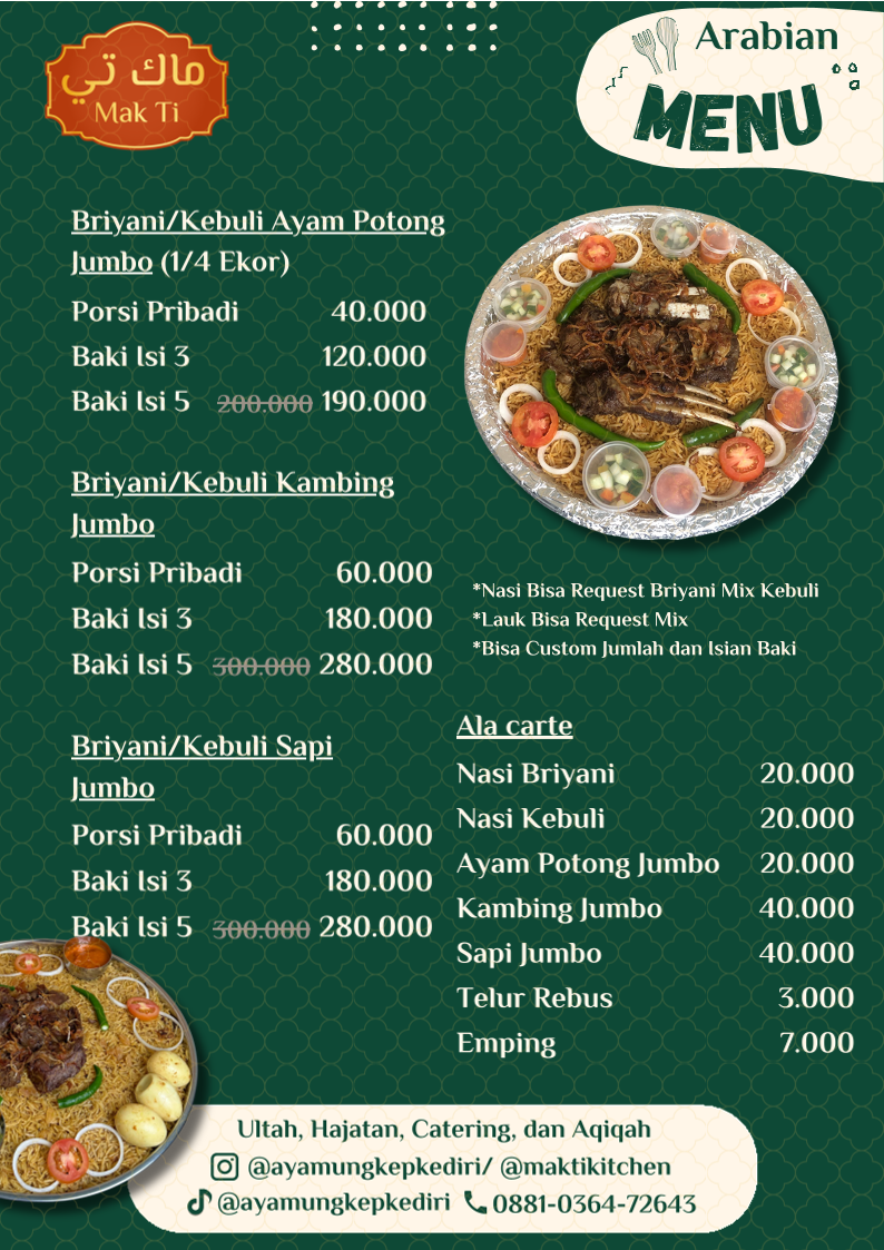 Mak Ti Kitchen | Aneka Sambal - Arabian Food | Aqiqah Kediri Menu 2