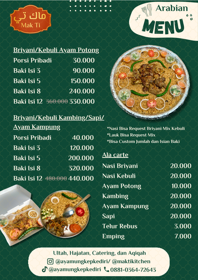 Mak Ti Kitchen | Aneka Sambal - Arabian Food | Aqiqah Kediri Menu 3