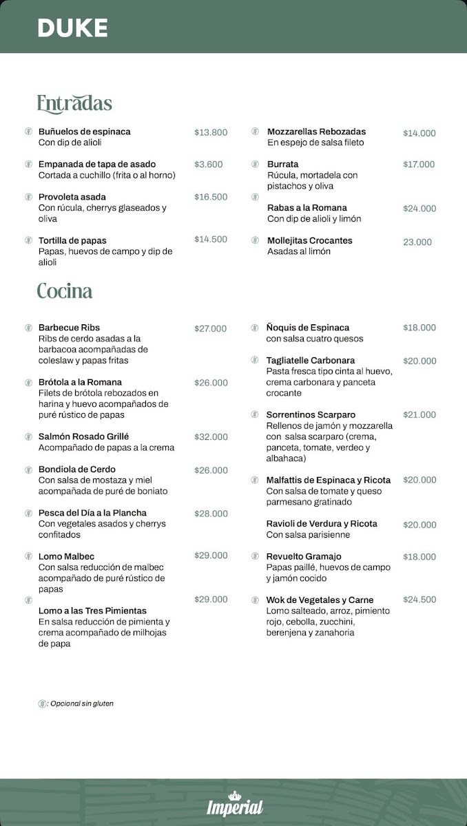 Duke Resto Menu 1