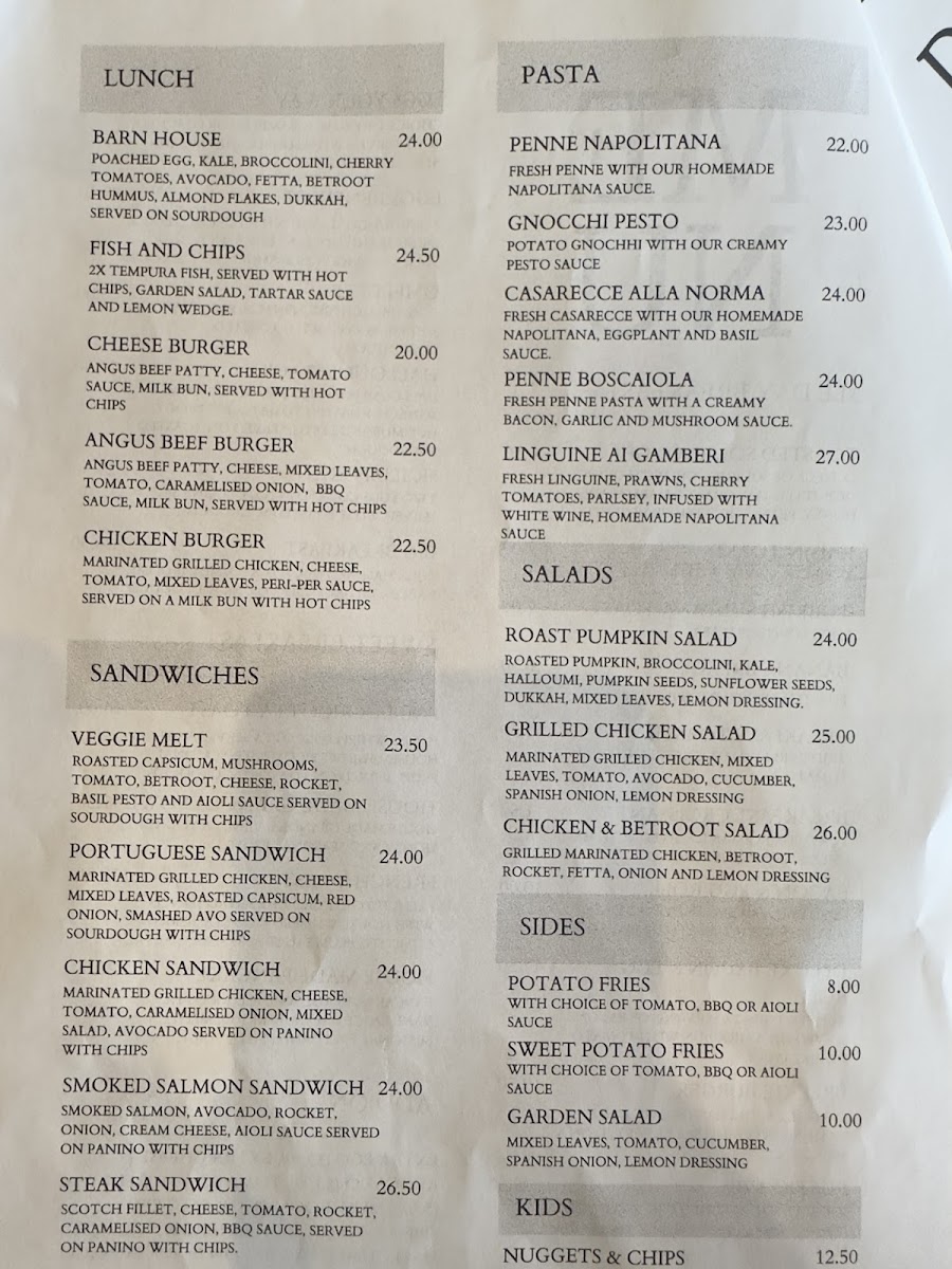 Cafe on Strand Menu 1