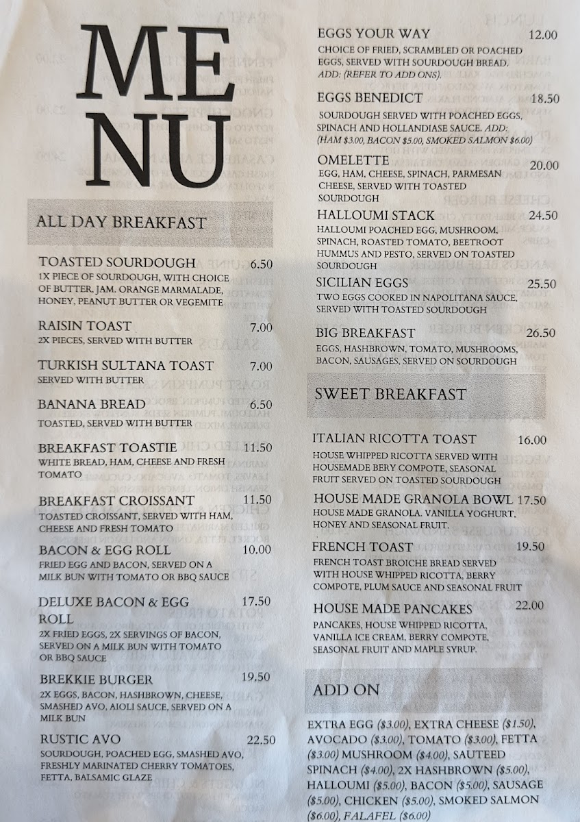 Cafe on Strand Menu 3