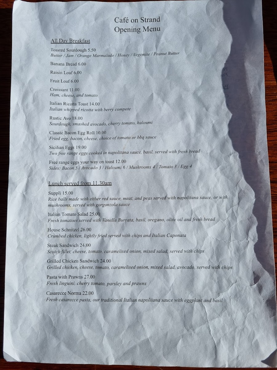 Cafe on Strand Menu 8